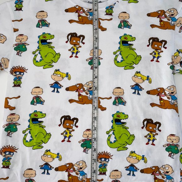 Rugrats Nickelodeon White Graphic All Over Cropped Crop Shirt 90s Womens Small - Picture 10 of 14